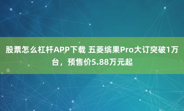 股票怎么杠杆APP下载 五菱缤果Pro大订突破1万台，预售价5.88万元起